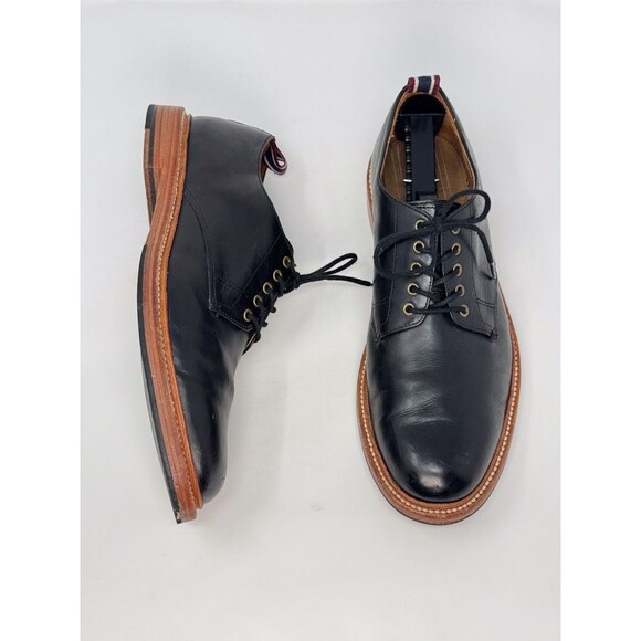 J Crew Mens Shoes Black Oar Stripe Italian Leather Derby Lace Up Formal US 8 main image 4